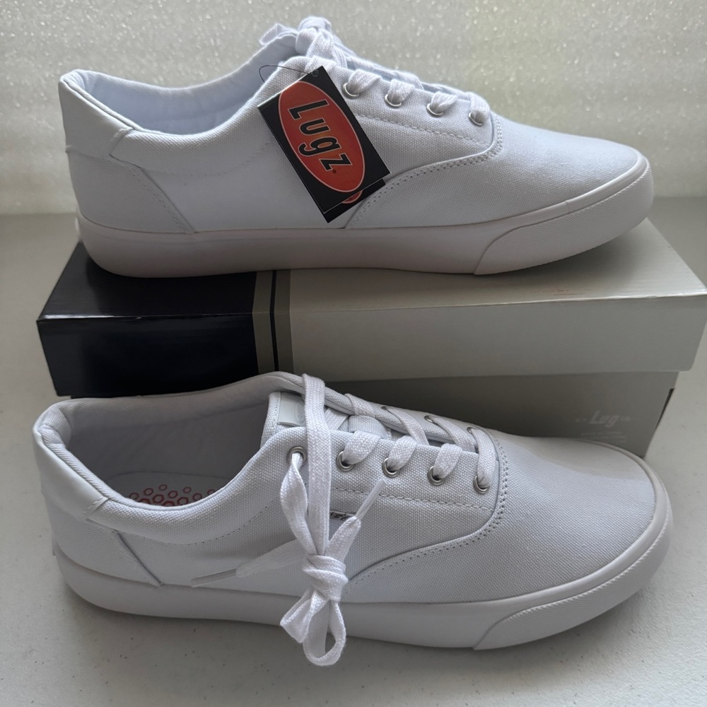 Lugz Flip Men's White Canvas Low Top Lace Up Sneakers Shoes US Size 13 Casual